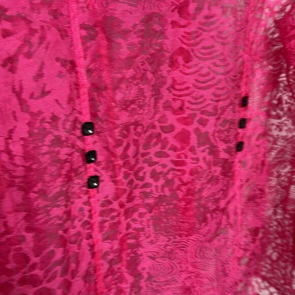 Ali Miles Sheer Pink Button-Up Blouse Small - Picture 3 of 6